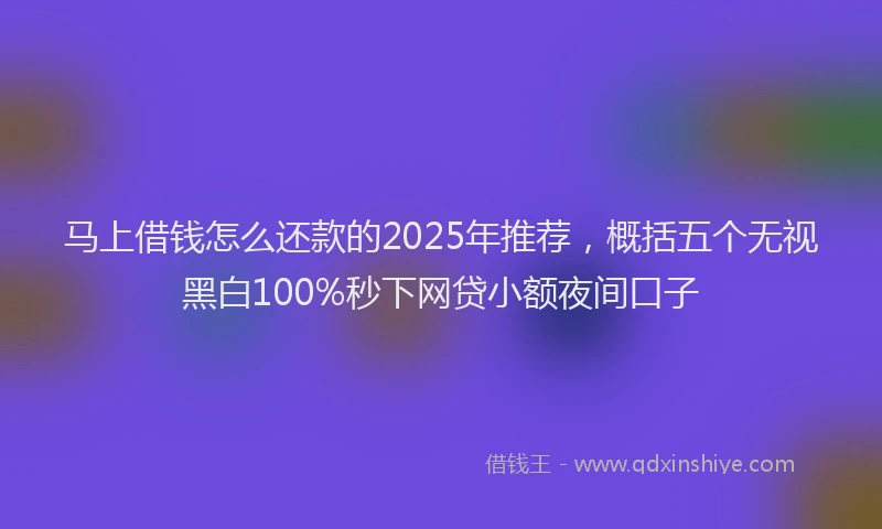 马上借钱怎么还款的2025年推荐，概括五个无视黑白100%秒下网贷小额夜间口子