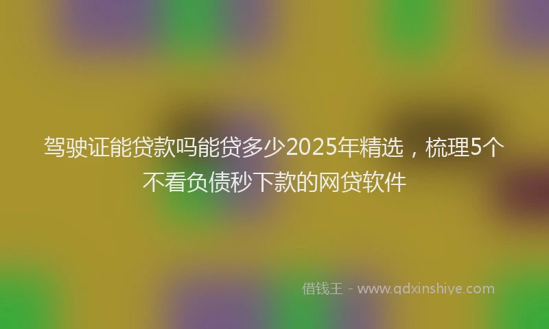 驾驶证能贷款吗能贷多少2025年精选，梳理5个不看负债秒下款的网贷软件