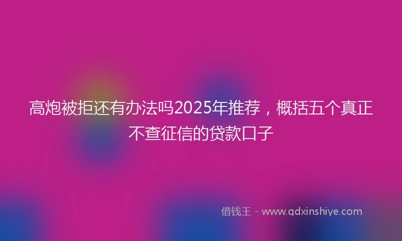 高炮被拒还有办法吗2025年推荐，概括五个真正不查征信的贷款口子