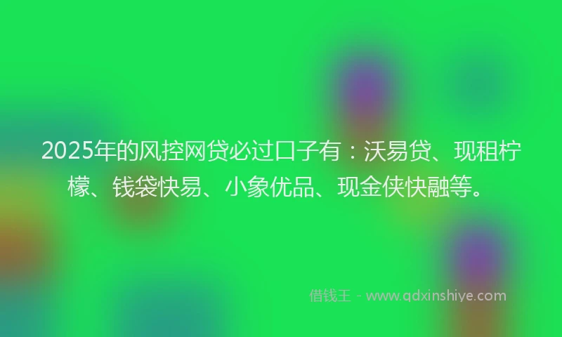 2025年的风控网贷必过口子有：沃易贷、现租柠檬、钱袋快易、小象优品、现金侠快融等。