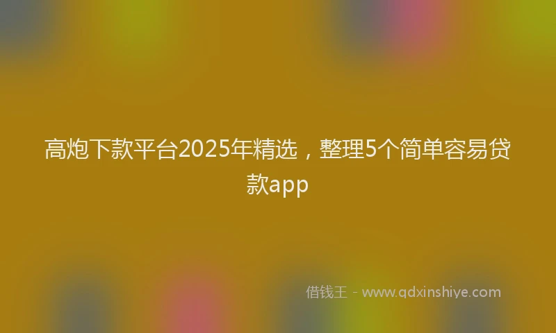 高炮下款平台2025年精选，整理5个简单容易贷款app
