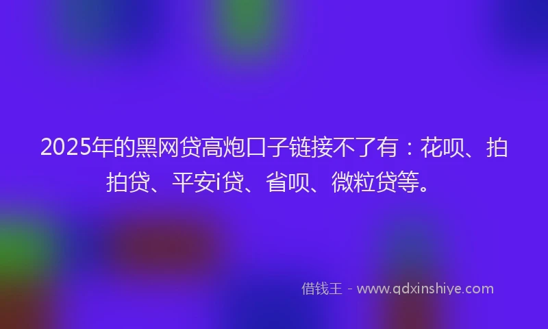 2025年的黑网贷高炮口子链接不了有：花呗、拍拍贷、平安i贷、省呗、微粒贷等。