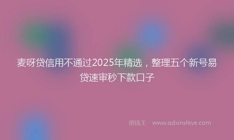 麦呀贷信用不通过2025年精选，整理五个新号易贷速审秒下款口子