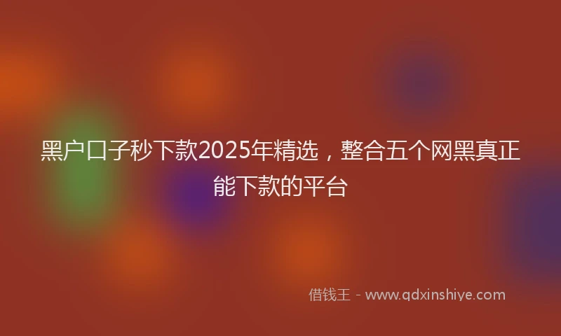 黑户口子秒下款2025年精选，整合五个网黑真正能下款的平台