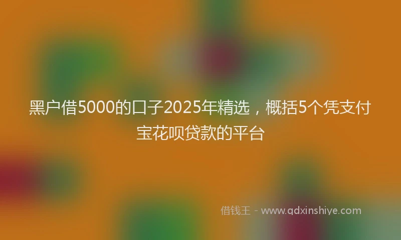 黑户借5000的口子2025年精选，概括5个凭支付宝花呗贷款的平台