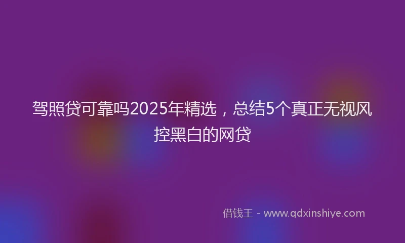 驾照贷可靠吗2025年精选，总结5个真正无视风控黑白的网贷