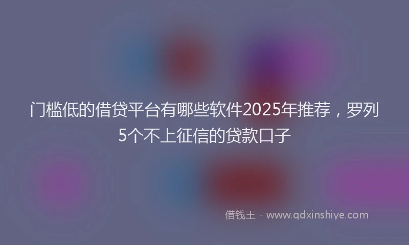 门槛低的借贷平台有哪些软件2025年推荐，罗列5个不上征信的贷款口子