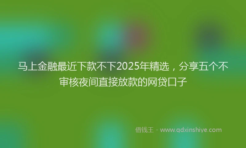 马上金融最近下款不下2025年精选，分享五个不审核夜间直接放款的网贷口子