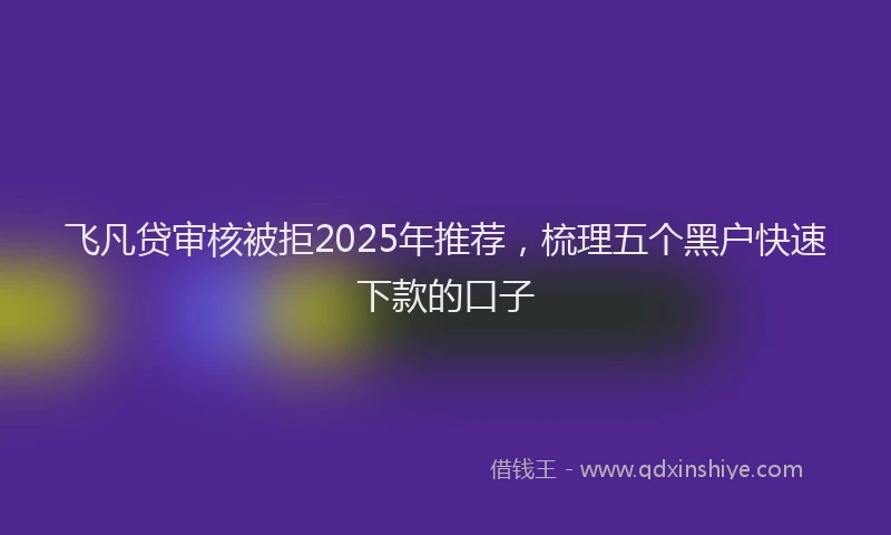 飞凡贷审核被拒2025年推荐，梳理五个黑户快速下款的口子