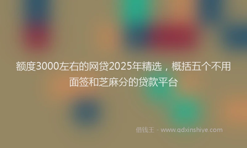 额度3000左右的网贷2025年精选，概括五个不用面签和芝麻分的贷款平台