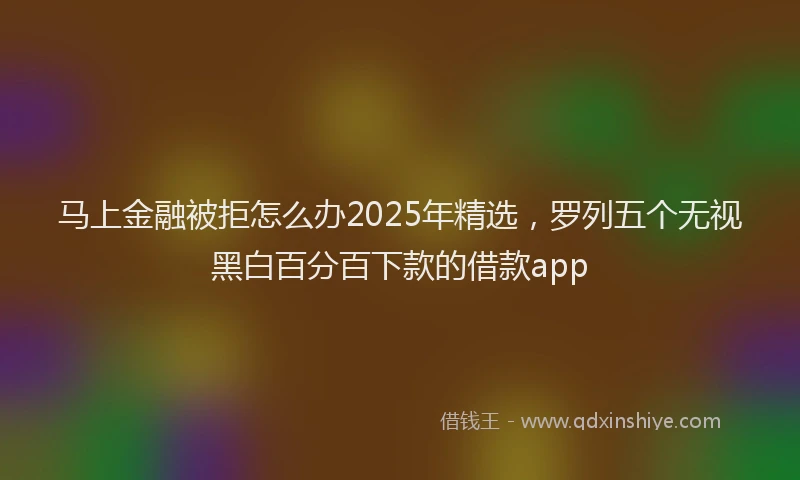 马上金融被拒怎么办2025年精选，罗列五个无视黑白百分百下款的借款app