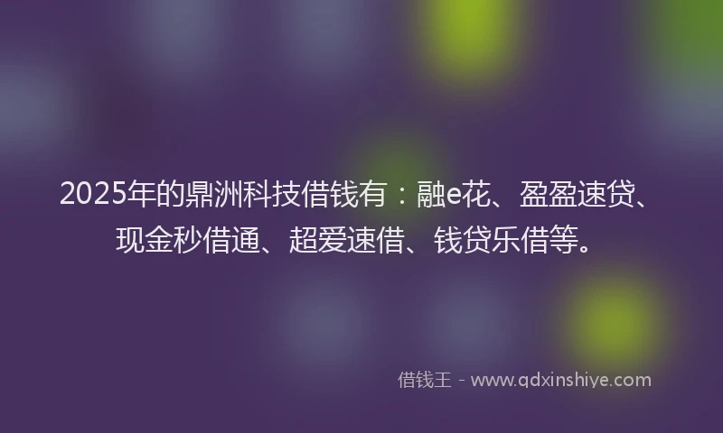 2025年的鼎洲科技借钱有：融e花、盈盈速贷、现金秒借通、超爱速借、钱贷乐借等。