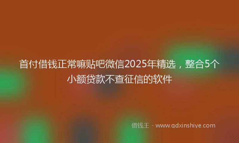 首付借钱正常嘛贴吧微信2025年精选，整合5个小额贷款不查征信的软件