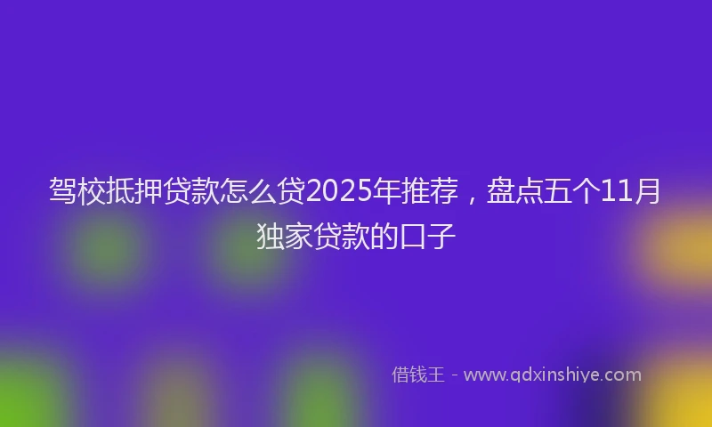 驾校抵押贷款怎么贷2025年推荐，盘点五个11月独家贷款的口子