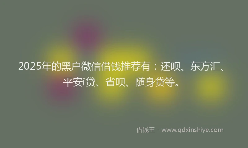 2025年的黑户微信借钱推荐有：还呗、东方汇、平安i贷、省呗、随身贷等。