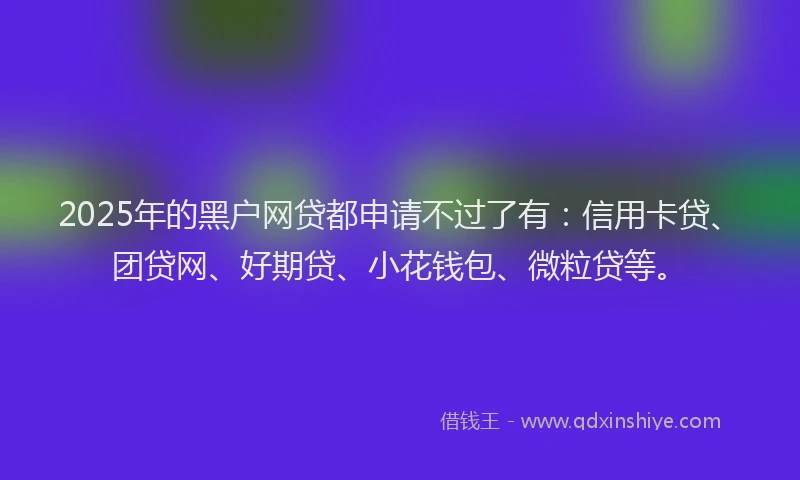 2025年的黑户网贷都申请不过了有：信用卡贷、团贷网、好期贷、小花钱包、微粒贷等。