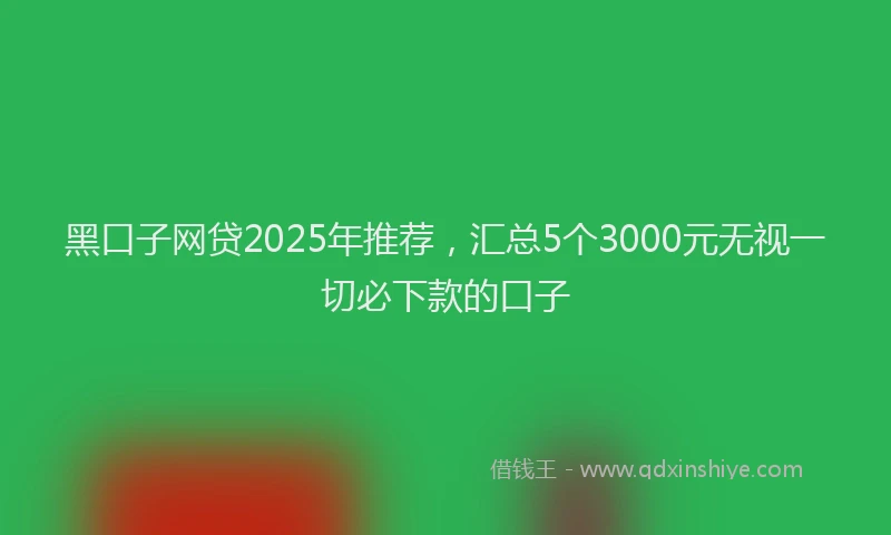 黑口子网贷2025年推荐，汇总5个3000元无视一切必下款的口子