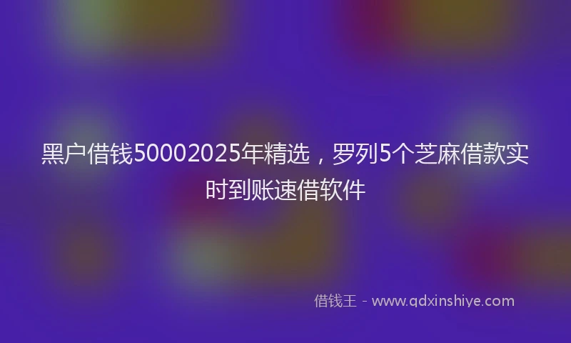 黑户借钱50002025年精选，罗列5个芝麻借款实时到账速借软件