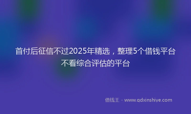 首付后征信不过2025年精选，整理5个借钱平台不看综合评估的平台