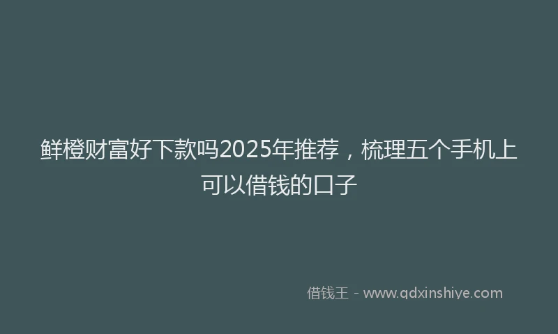 鲜橙财富好下款吗2025年推荐，梳理五个手机上可以借钱的口子