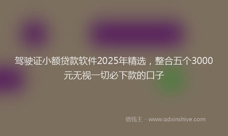 驾驶证小额贷款软件2025年精选，整合五个3000元无视一切必下款的口子