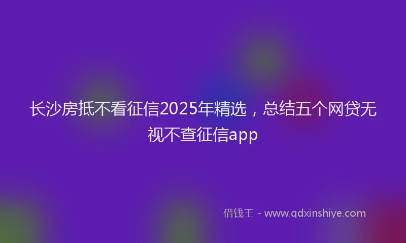 长沙房抵不看征信2025年精选，总结五个网贷无视不查征信app