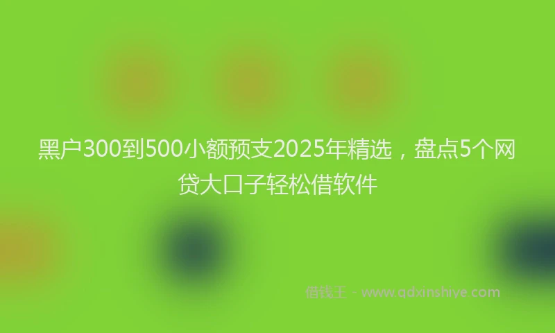 黑户300到500小额预支2025年精选，盘点5个网贷大口子轻松借软件