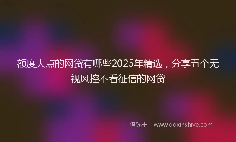 额度大点的网贷有哪些2025年精选，分享五个无视风控不看征信的网贷