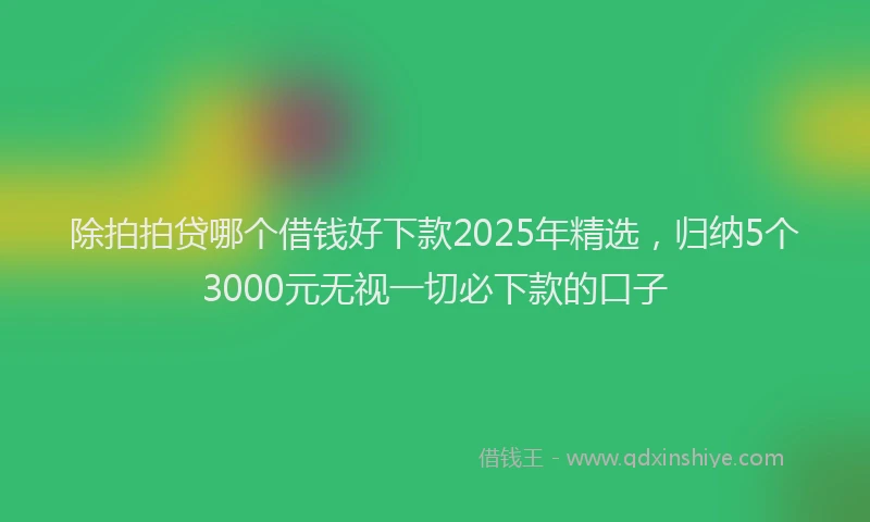 除拍拍贷哪个借钱好下款2025年精选，归纳5个3000元无视一切必下款的口子
