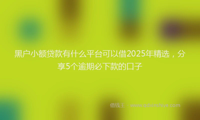 黑户小额贷款有什么平台可以借2025年精选，分享5个逾期必下款的口子