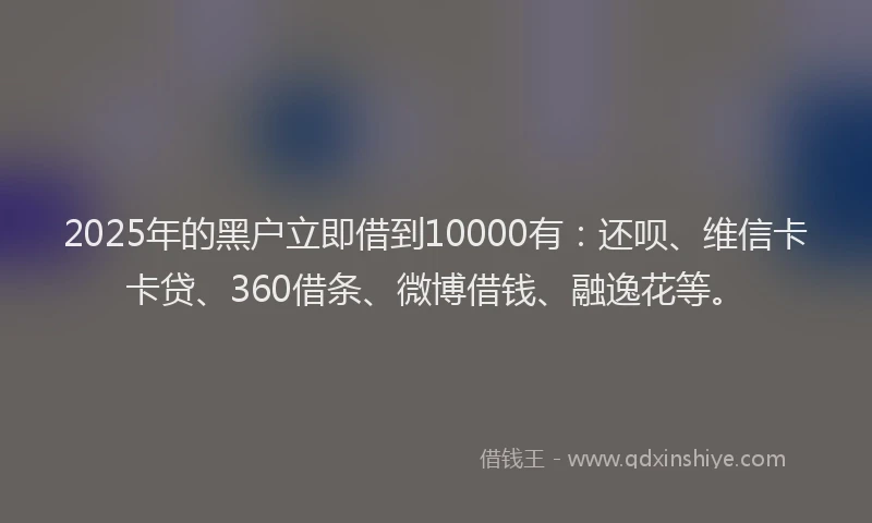2025年的黑户立即借到10000有:还呗、维信卡卡贷、360借条、微博借钱、融逸花等。