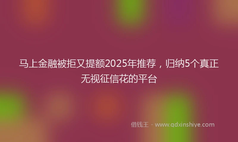马上金融被拒又提额2025年推荐，归纳5个真正无视征信花的平台
