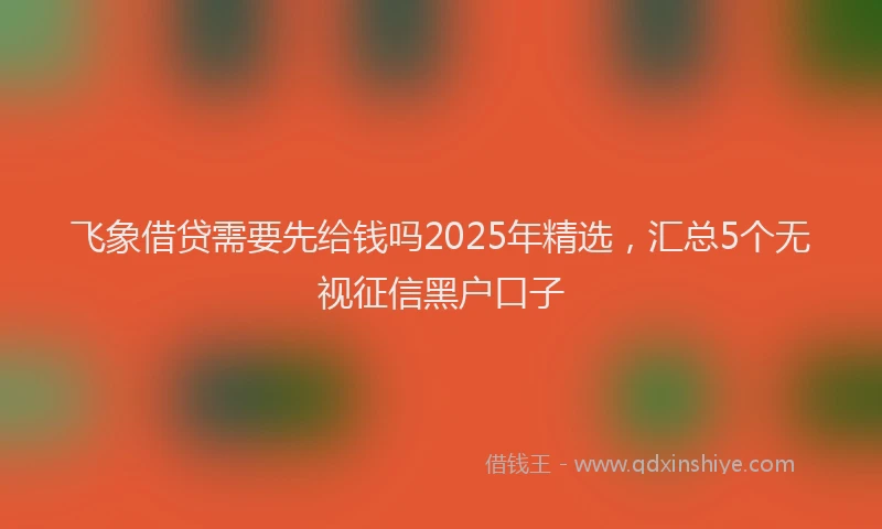飞象借贷需要先给钱吗2025年精选，汇总5个无视征信黑户口子