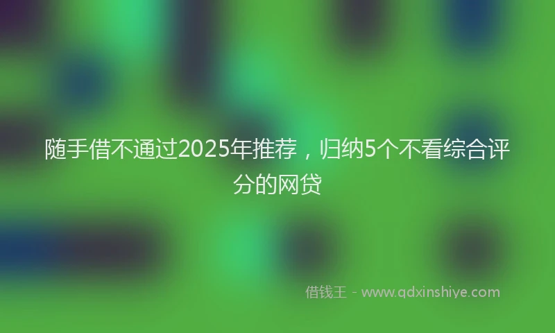 随手借不通过2025年推荐，归纳5个不看综合评分的网贷