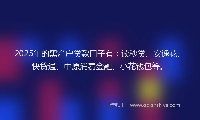 2025年的黑烂户贷款口子有：读秒贷、安逸花、快贷通、中原消费金融、小花钱包等。