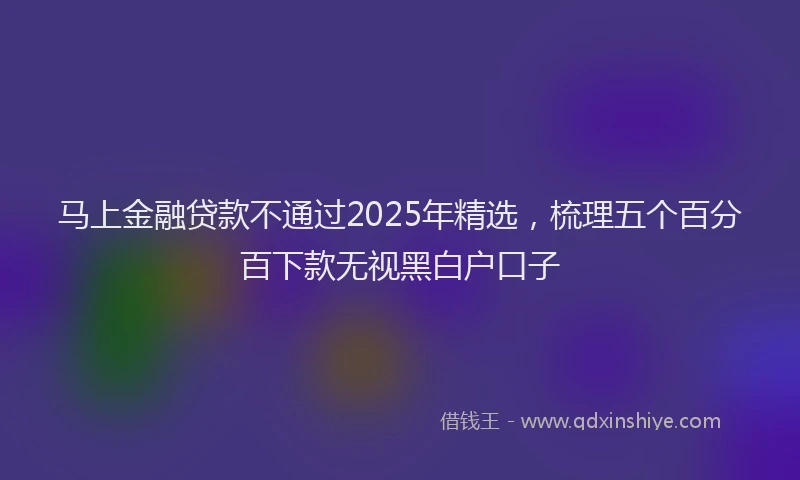 马上金融贷款不通过2025年精选，梳理五个百分百下款无视黑白户口子