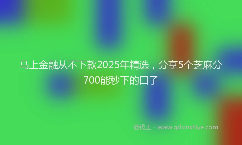 马上金融从不下款2025年精选，分享5个芝麻分700能秒下的口子