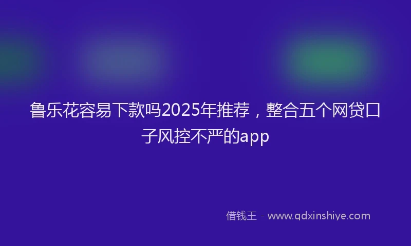 鲁乐花容易下款吗2025年推荐，整合五个网贷口子风控不严的app