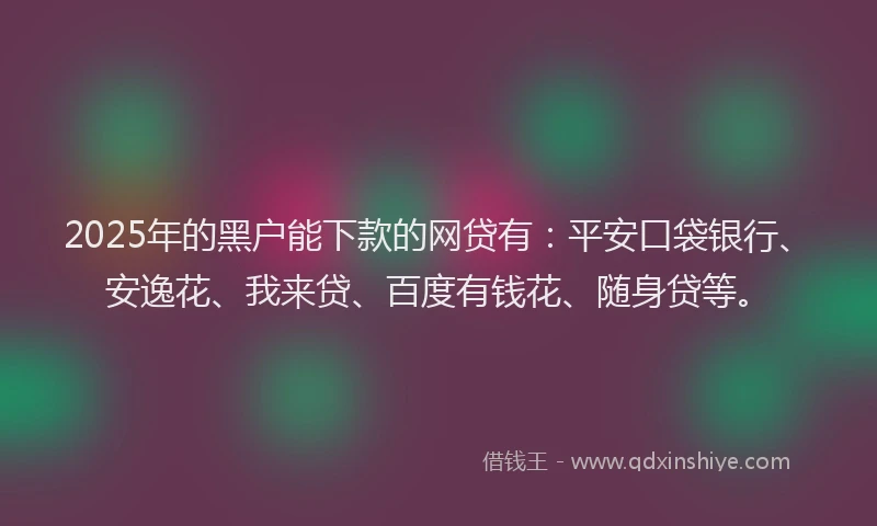 2025年的黑户能下款的网贷有：平安口袋银行、安逸花、我来贷、百度有钱花、随身贷等。