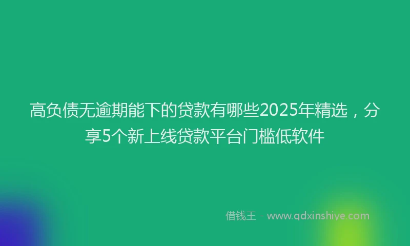高负债无逾期能下的贷款有哪些2025年精选，分享5个新上线贷款平台门槛低软件