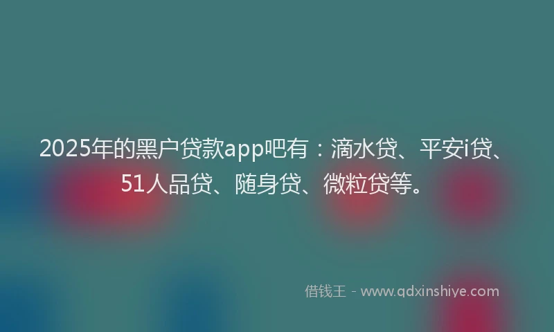 2025年的黑户贷款app吧有：滴水贷、平安i贷、51人品贷、随身贷、微粒贷等。