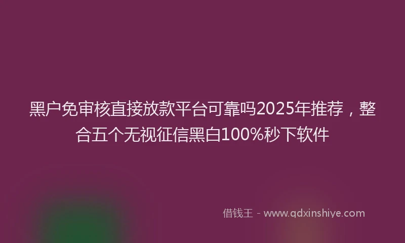 黑户免审核直接放款平台可靠吗2025年推荐，整合五个无视征信黑白100%秒下软件