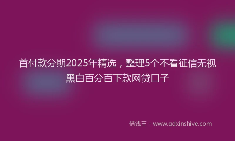 首付款分期2025年精选，整理5个不看征信无视黑白百分百下款网贷口子