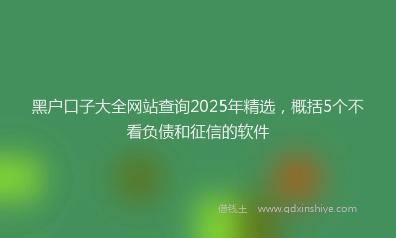黑户口子大全网站查询2025年精选，概括5个不看负债和征信的软件