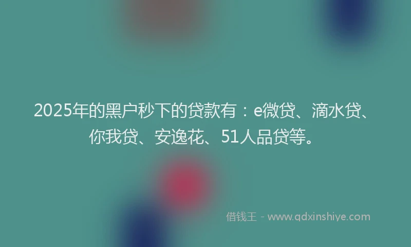 2025年的黑户秒下的贷款有：e微贷、滴水贷、你我贷、安逸花、51人品贷等。