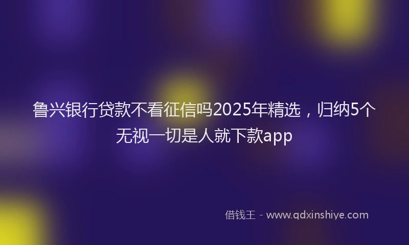 鲁兴银行贷款不看征信吗2025年精选，归纳5个无视一切是人就下款app