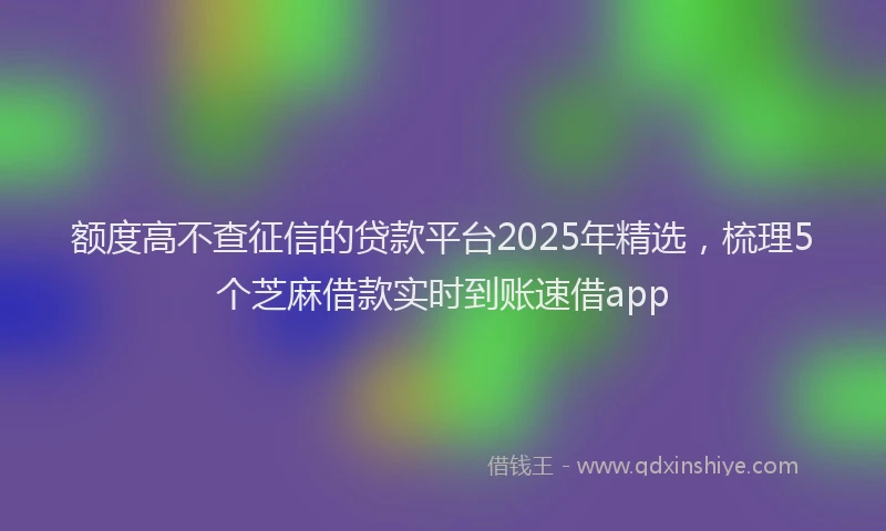 额度高不查征信的贷款平台2025年精选，梳理5个芝麻借款实时到账速借app