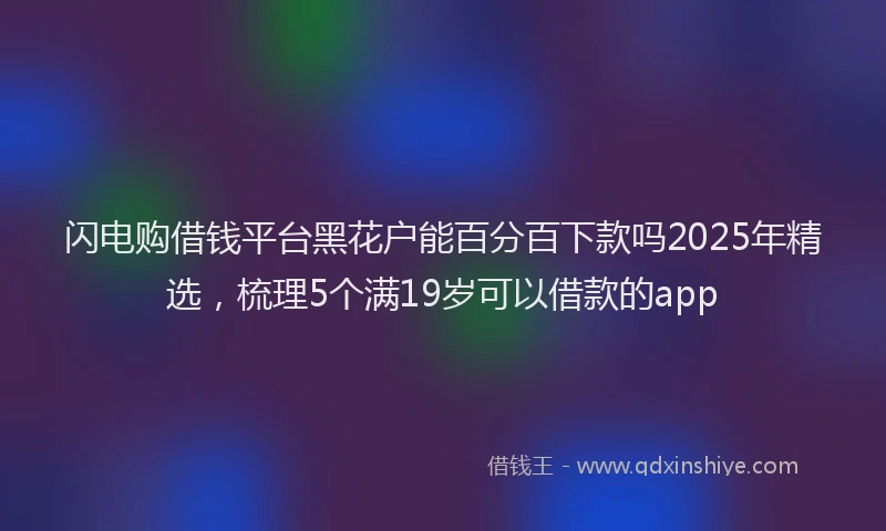 闪电购借钱平台黑花户能百分百下款吗2025年精选，梳理5个满19岁可以借款的app