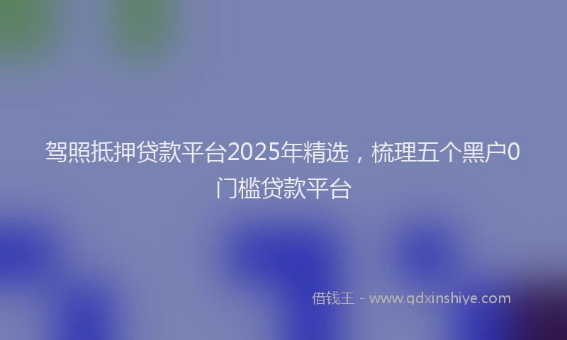 驾照抵押贷款平台2025年精选，梳理五个黑户0门槛贷款平台