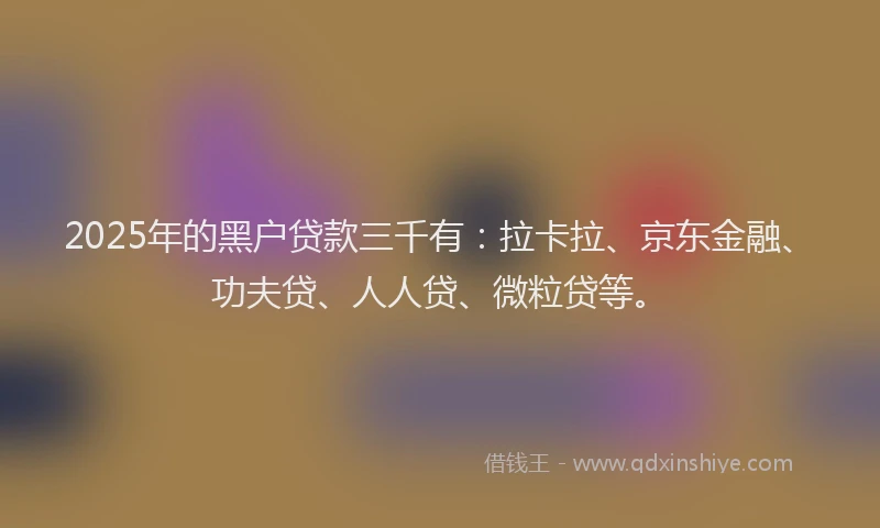 2025年的黑户贷款三千有：拉卡拉、京东金融、功夫贷、人人贷、微粒贷等。